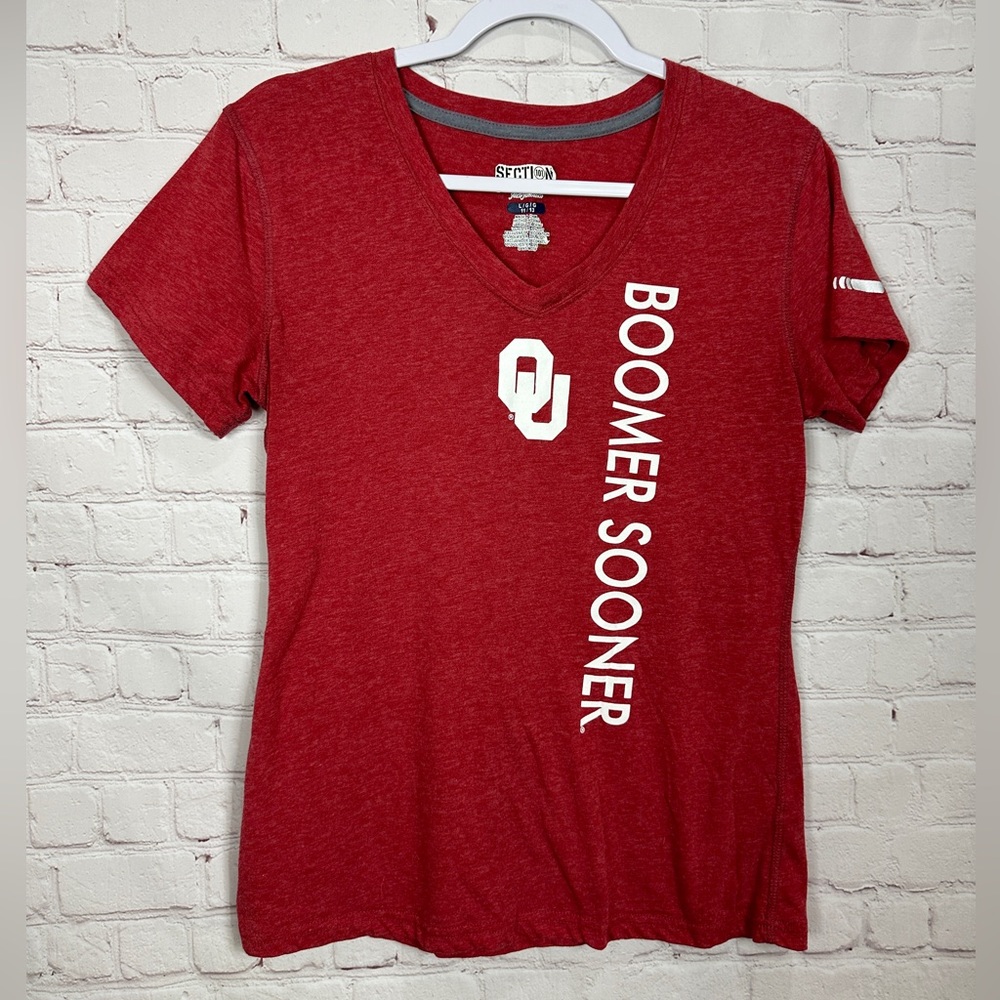 OKLAHOMA SOONERS OU Majestic short sleeve shirt womens sz L, GUC